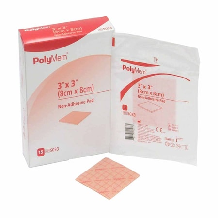 Polymem Foam Dressing 3 X 3 Inch Without Border Film Backing Nonadhesive Square Sterile, 15PK 5033